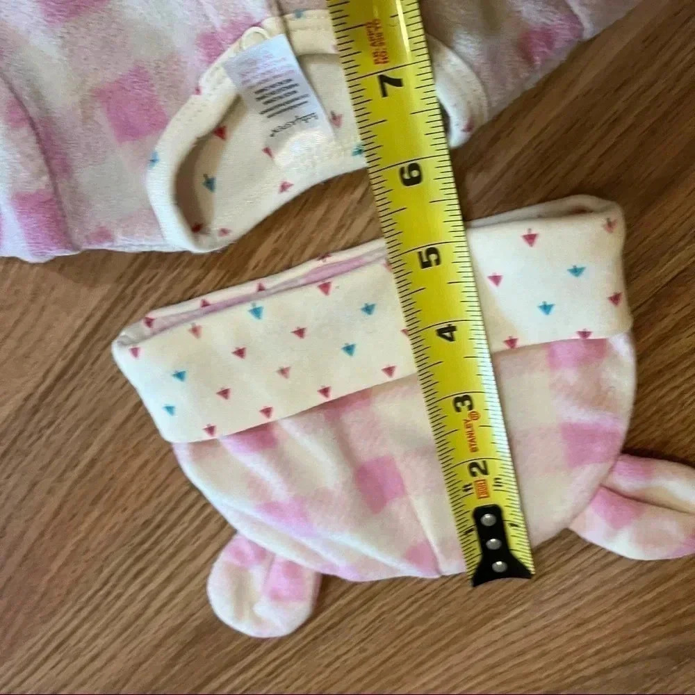 Baby Aspen Pink Plaid Bear Footie Pajamas And Hat 0-6 Months Happy Camper - Picture 9 of 10